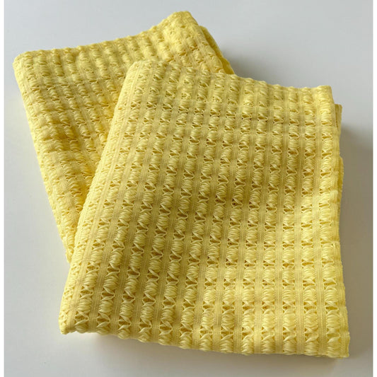 Vintage 70s curtain, yellow mesh panel