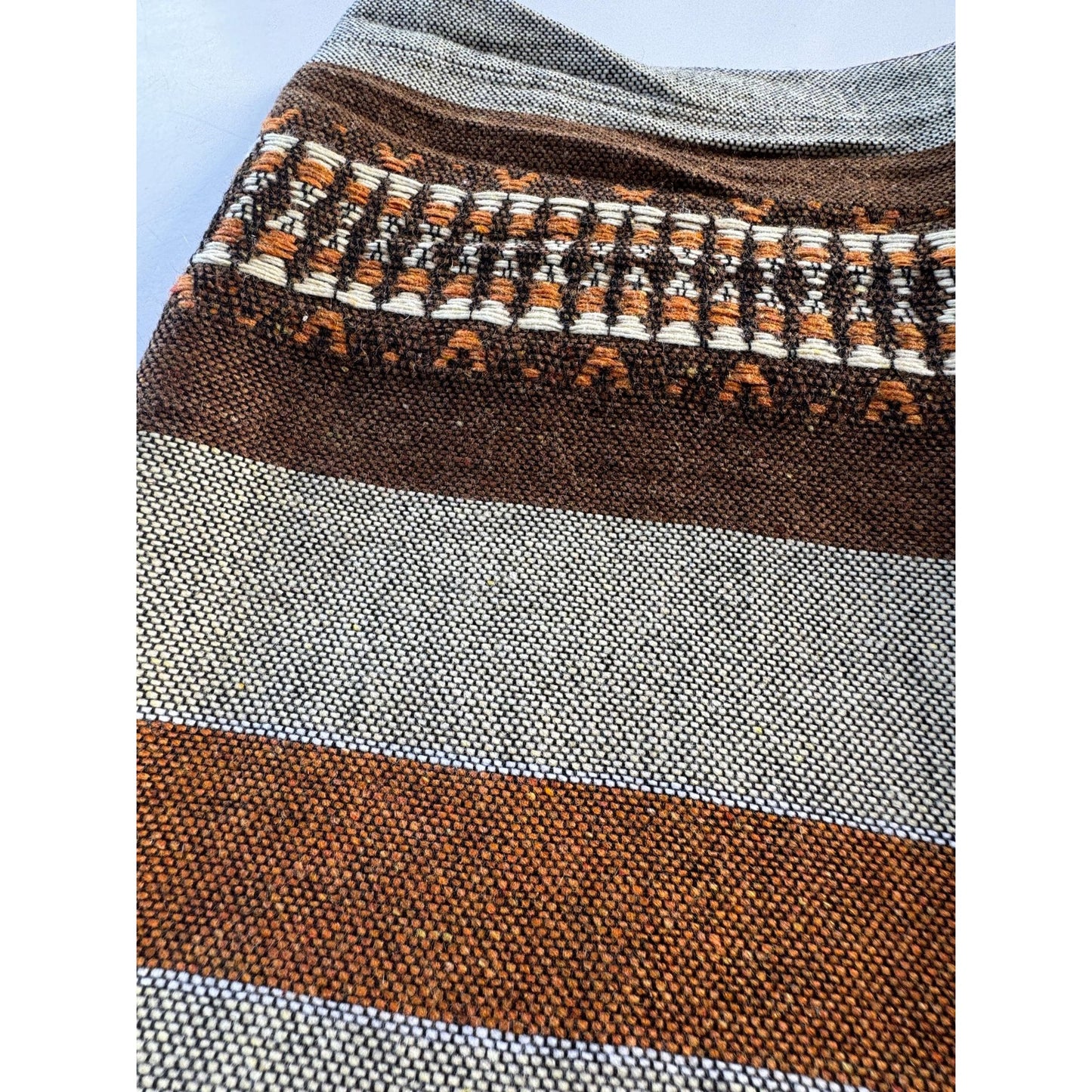 Vintage 70s curtain, brown, rust, orange, horizontal stripes