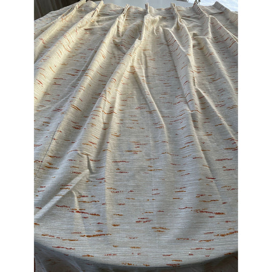 Vintage 70s pleated curtain, beige and orange panel