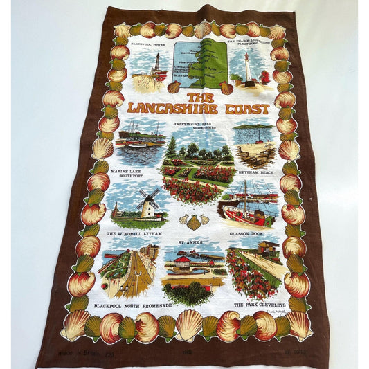 Vintage Lancashire Coast tea towel, Vista 100% cotton