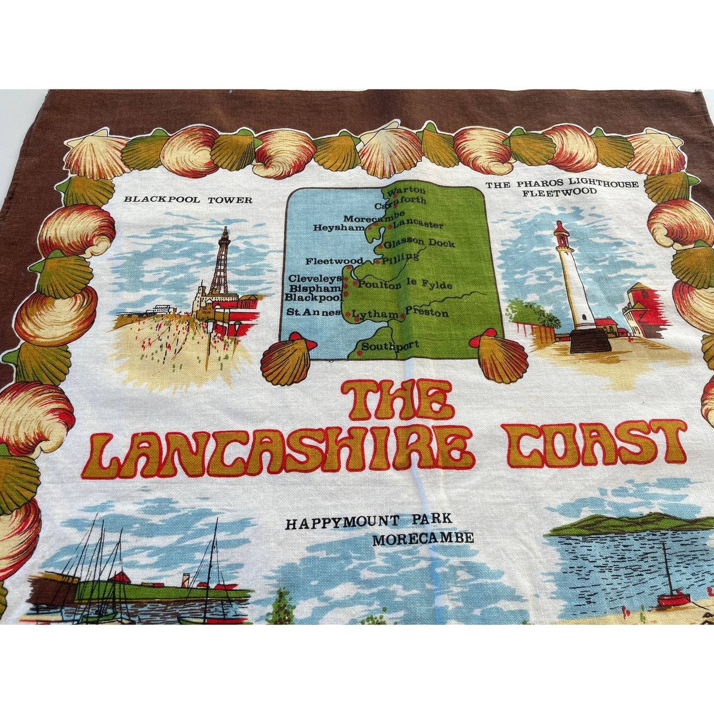 Vintage Lancashire Coast tea towel, Vista 100% cotton