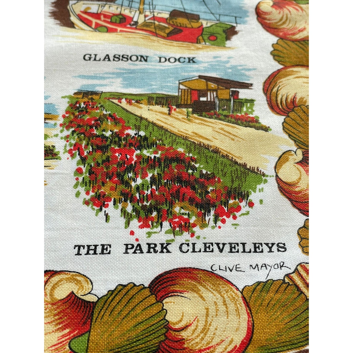 Vintage Lancashire Coast tea towel, Vista 100% cotton