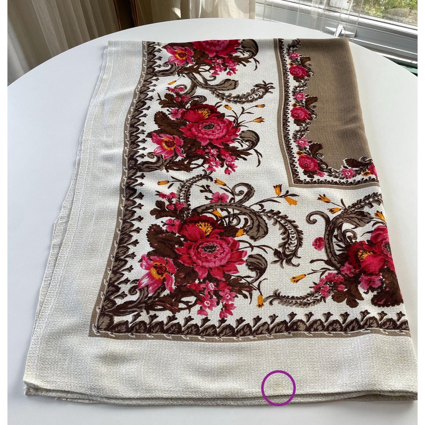 Vintage 70s floral tablecloth, rectangle, pink flowers