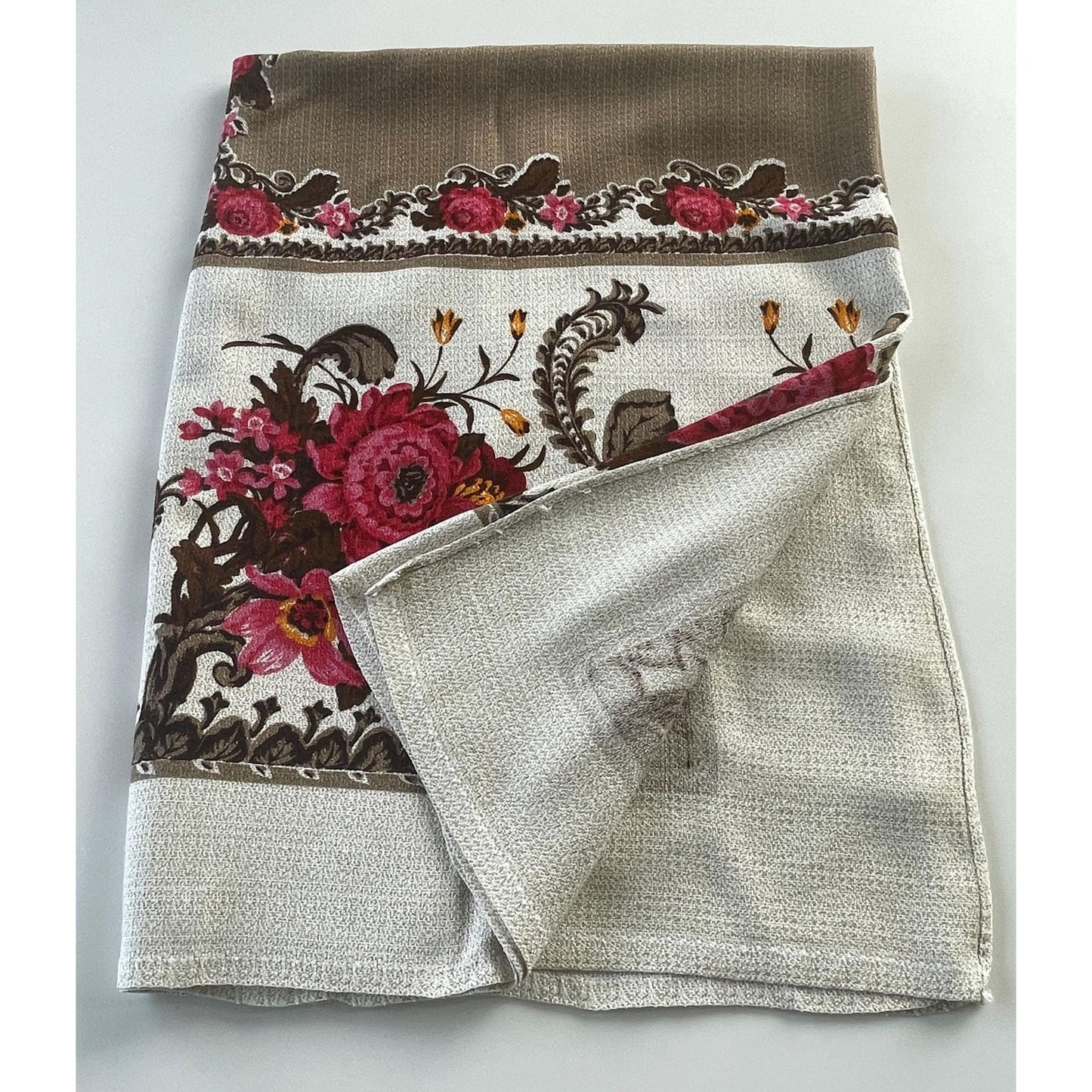 Vintage 70s floral tablecloth, rectangle, pink flowers