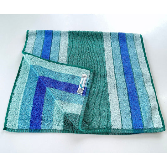 Vintage 80s hand towel, green, blue bark pattern, Fieldcrest
