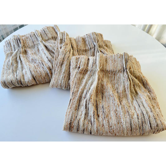 Vintage 70s pleated curtain, tan and brown panel