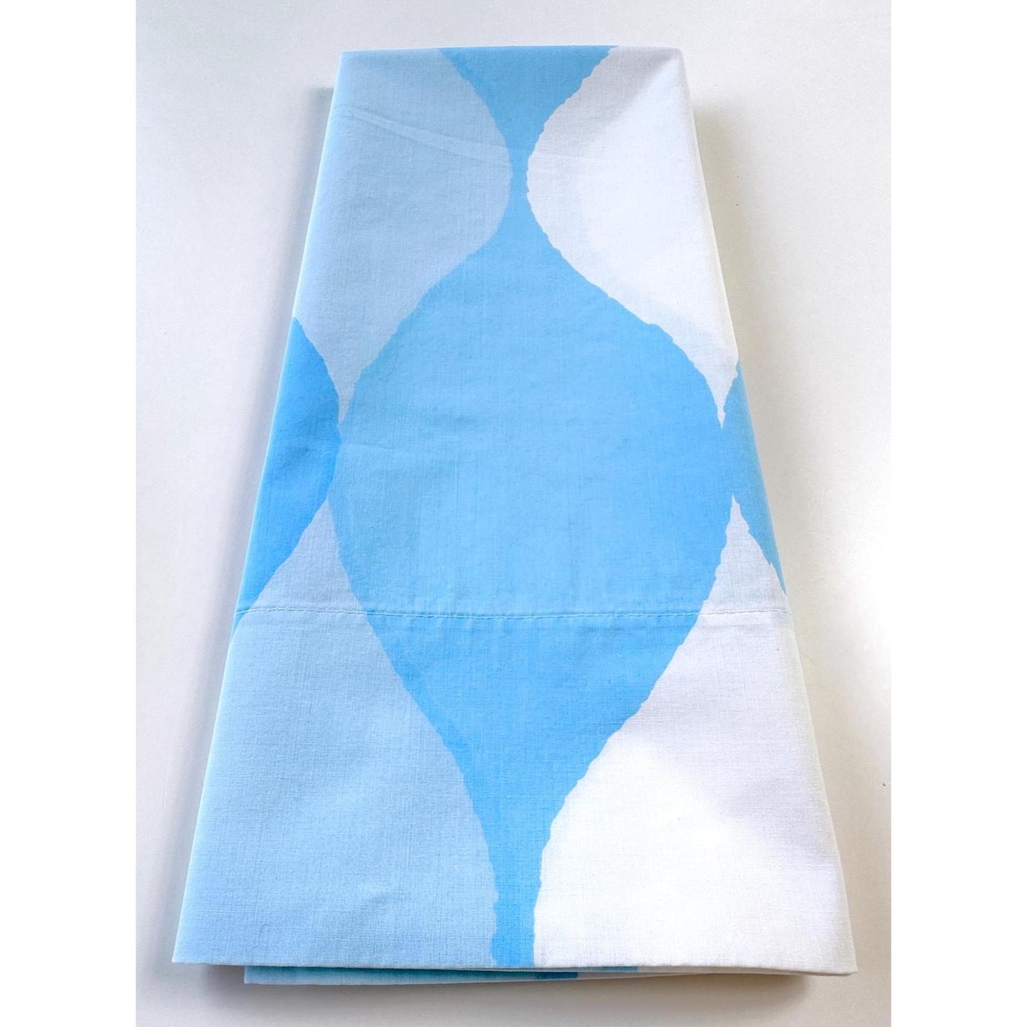 Vintage 70s pillowcase, groovy blue and white ombre,  Seven Seas by Cannon Royal Family