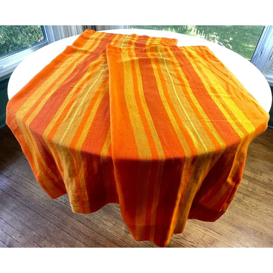 Vintage 70s curtain, yellow orange striped panel