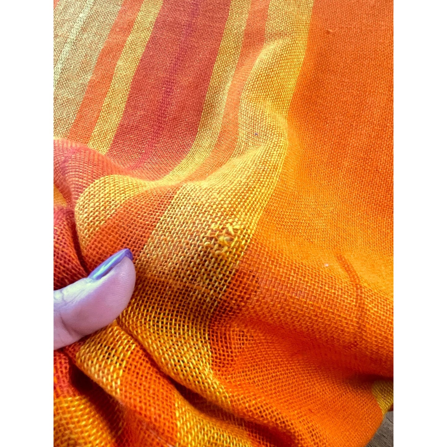 Vintage 70s curtain, yellow orange striped panel