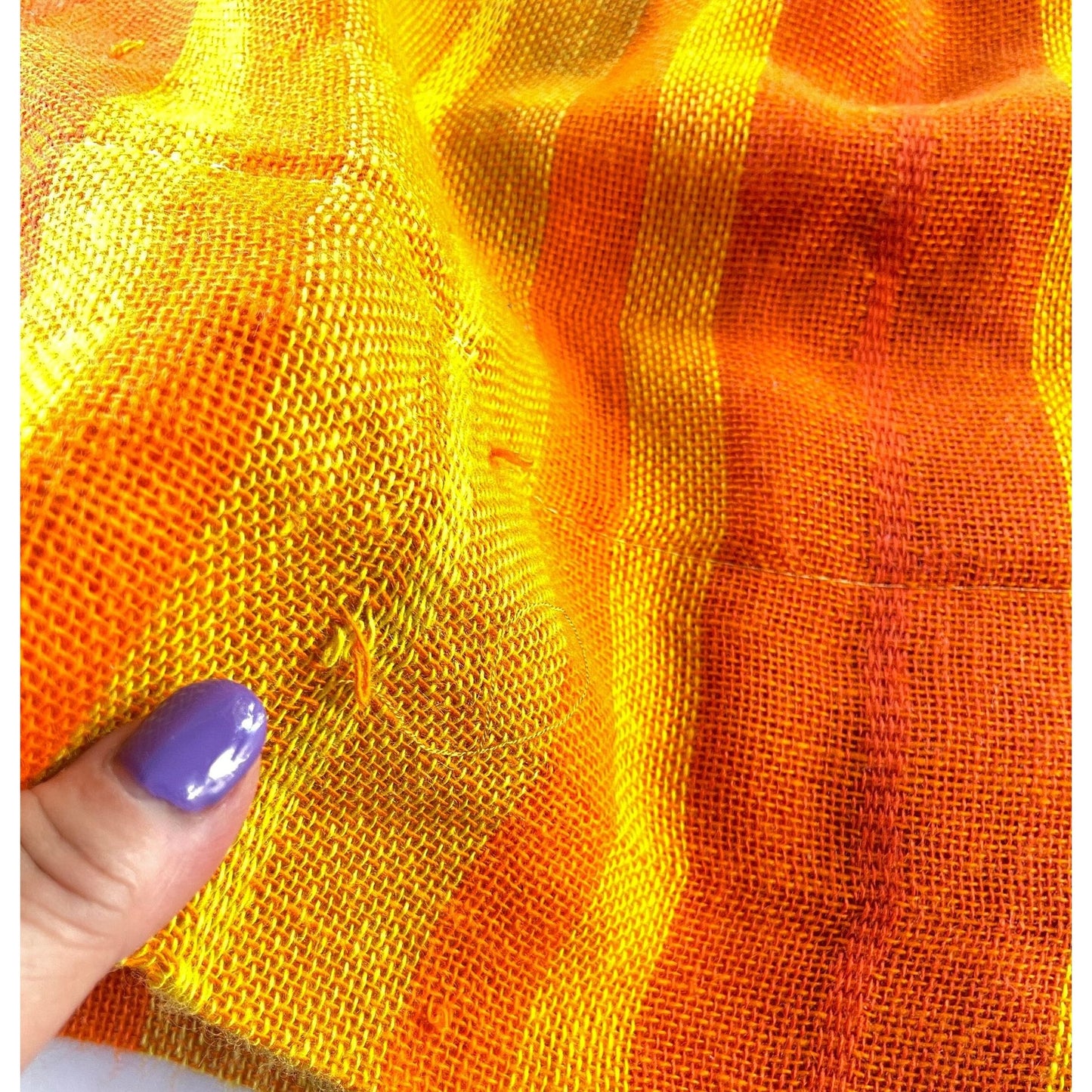 Vintage 70s curtain, yellow orange striped panel