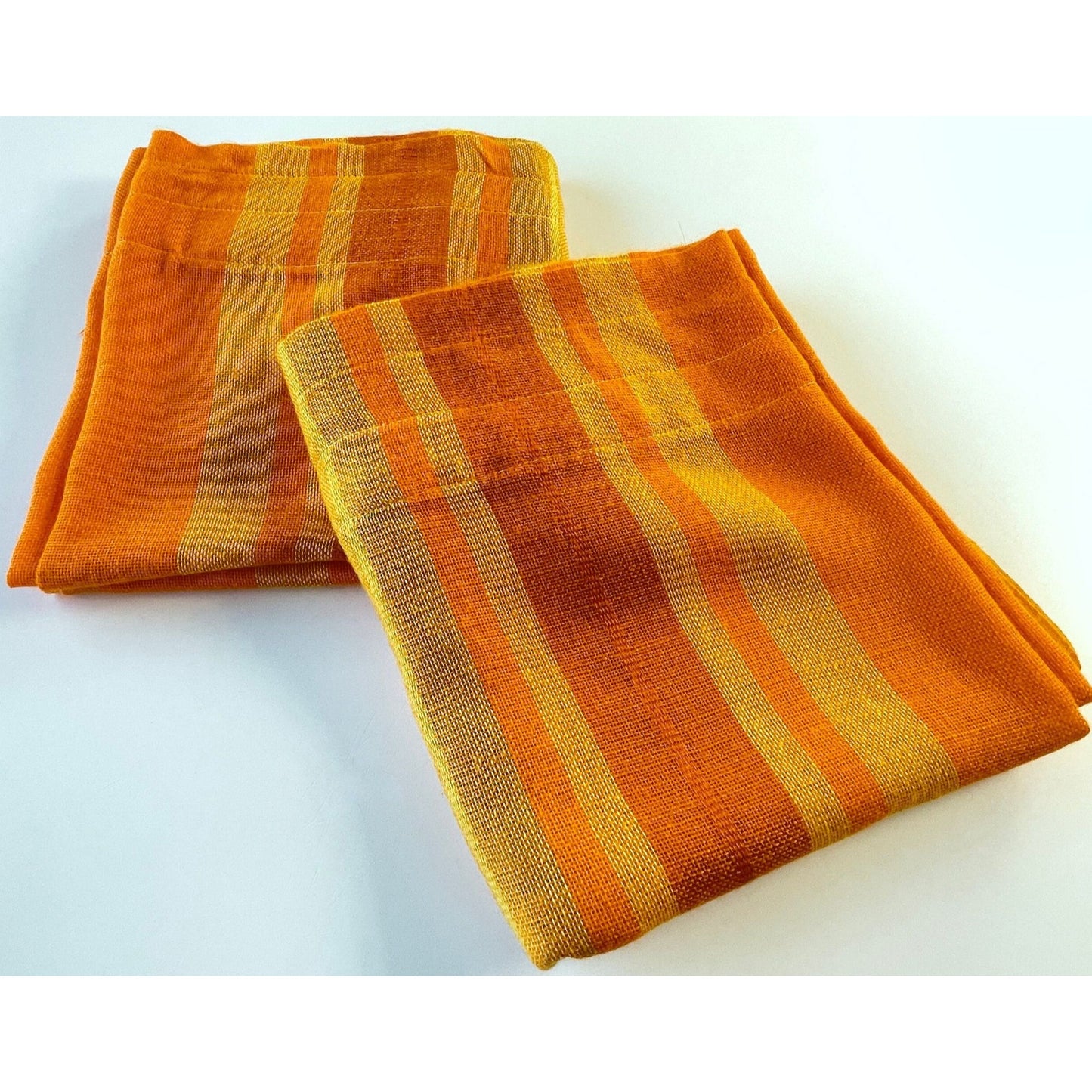 Vintage 70s curtain, yellow orange striped panel