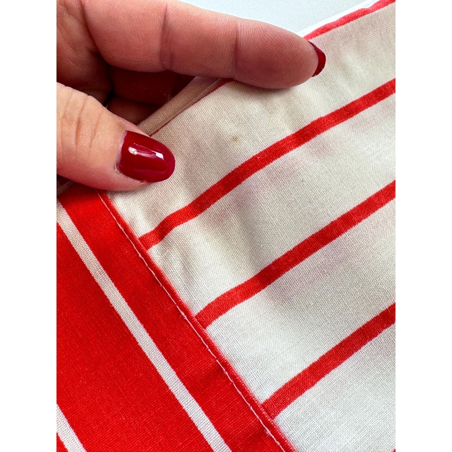 Vintage 70s pillowcases, red white stripes pattern, Caldwell
