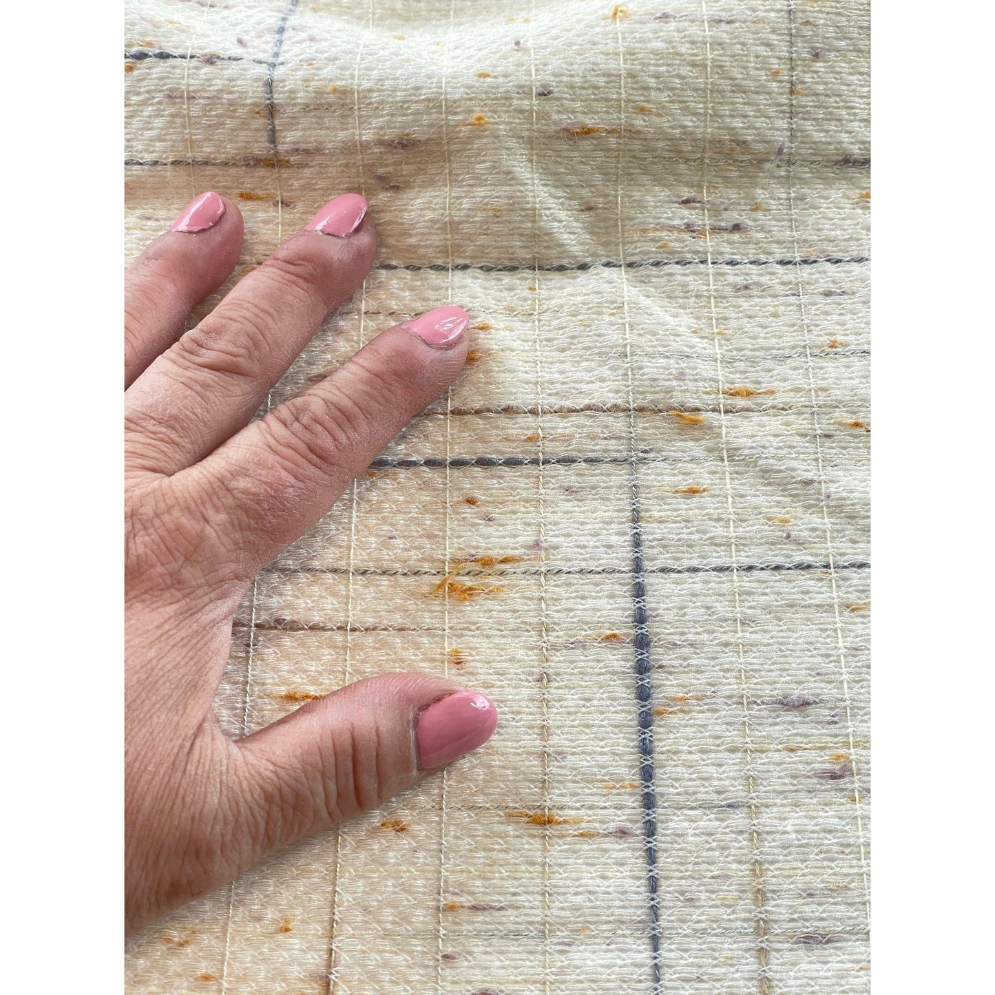 Vintage 70s pleated curtain, beige and brown geometric pattern, blackout panel