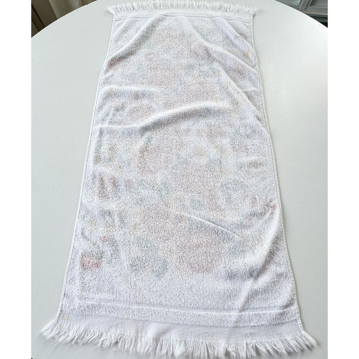 Vintage 70s bath towel, orange and yellow flowers with greenery