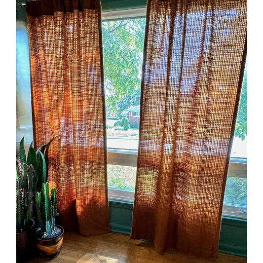 Vintage 70s curtain, brown/rust thick woven panel