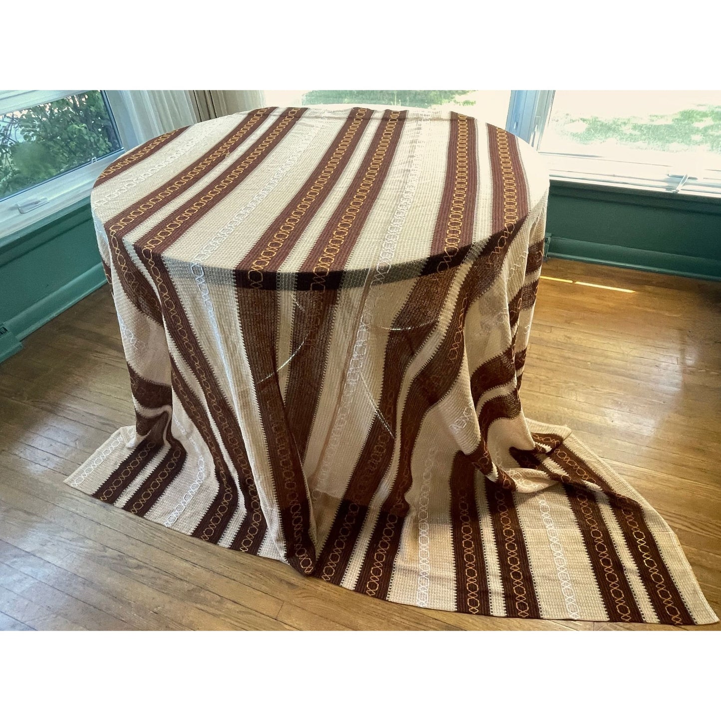 Vintage 70s curtain, tan, brown and orange panel