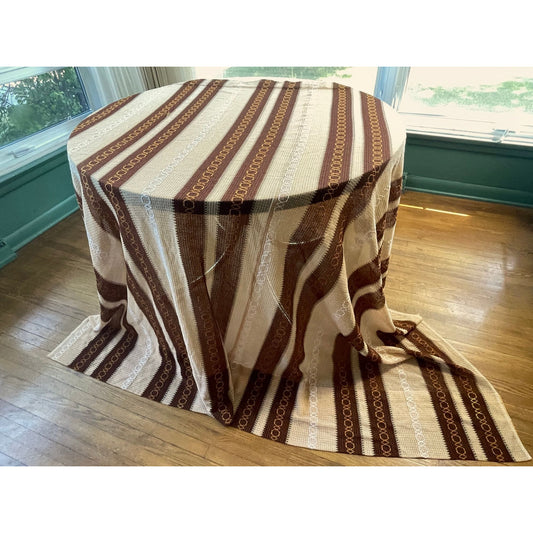 Vintage 70s curtain, tan, brown and orange panel