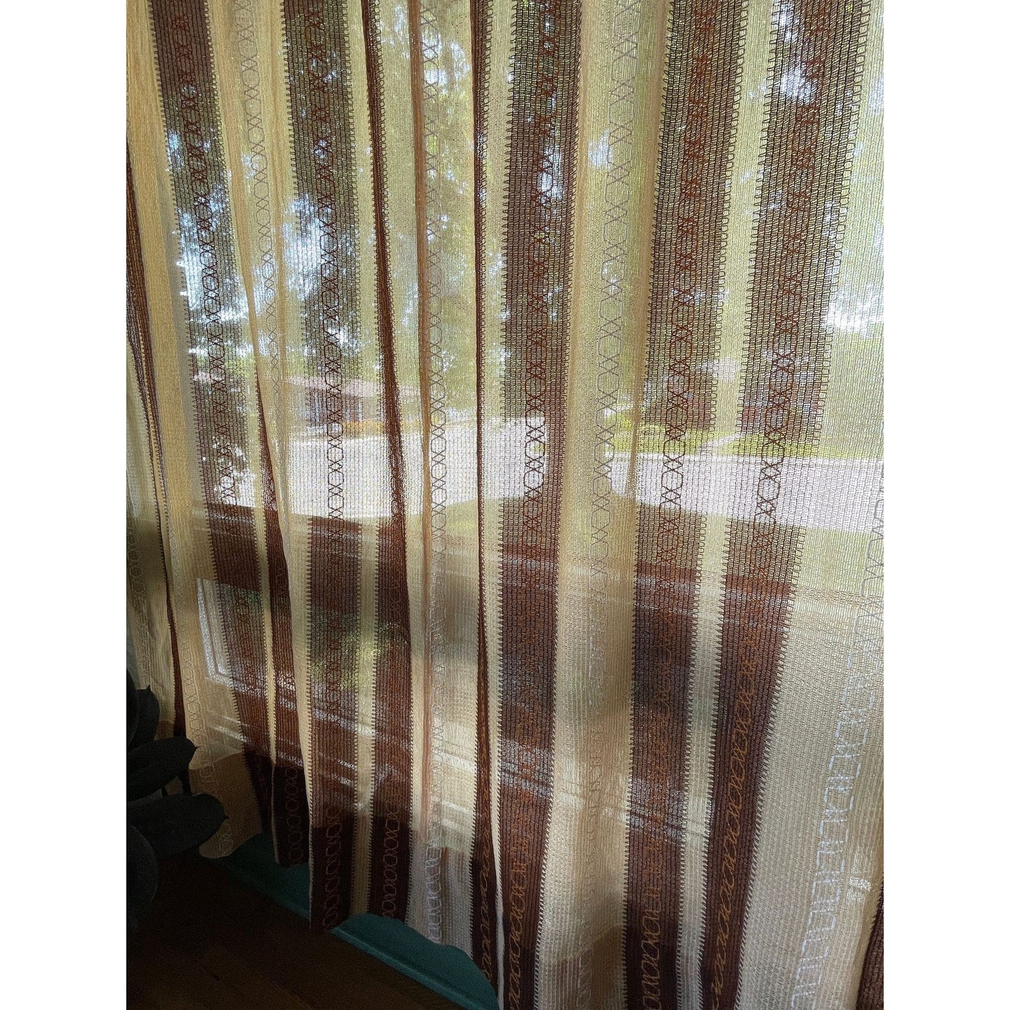 Vintage 70s curtain, tan, brown and orange panel