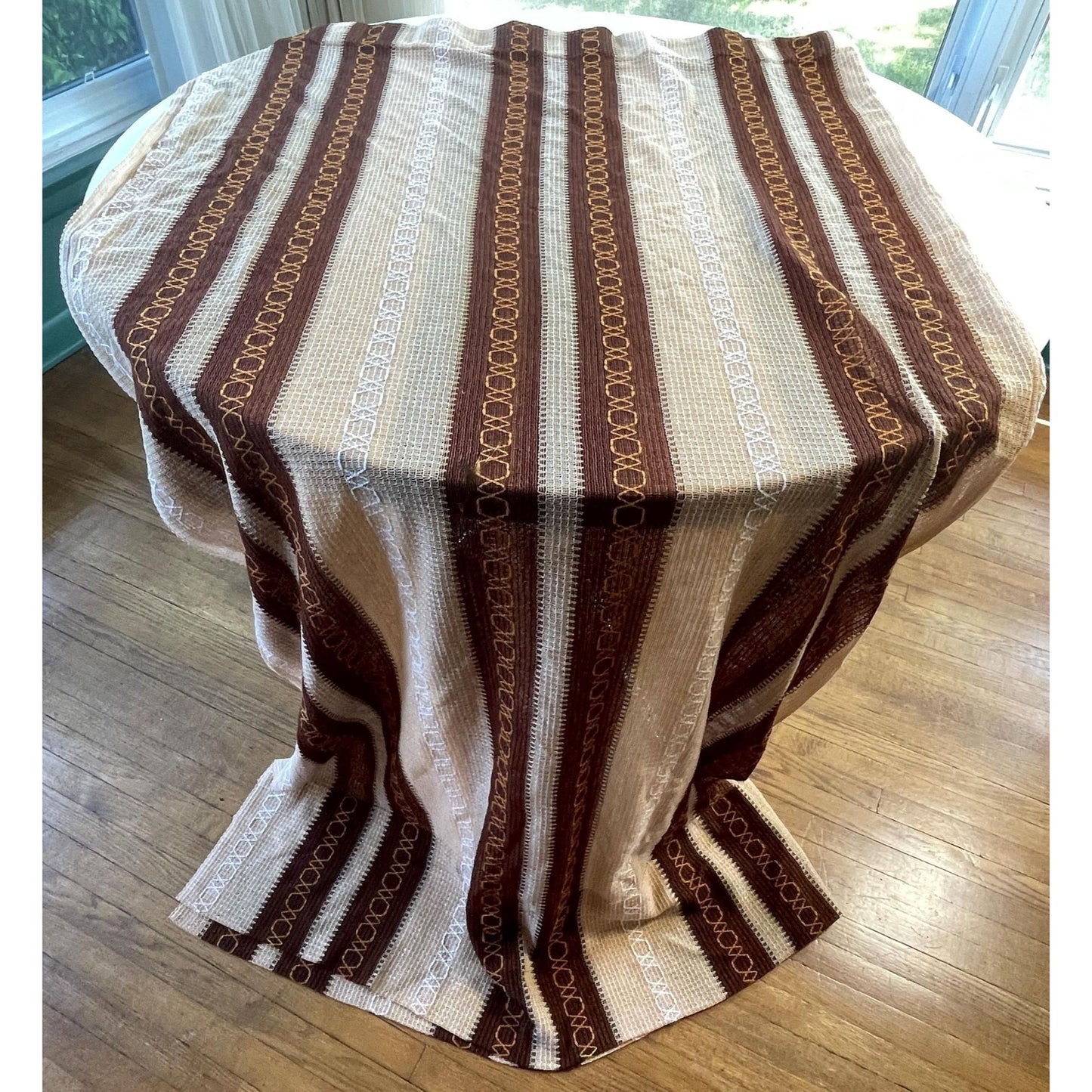 Vintage 70s curtain, tan, brown and orange panel