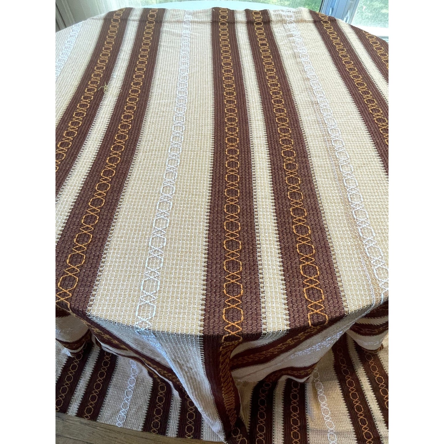 Vintage 70s curtain, tan, brown and orange panel