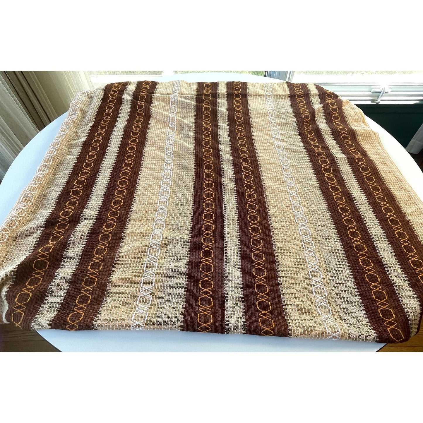 Vintage 70s curtain, tan, brown and orange panel
