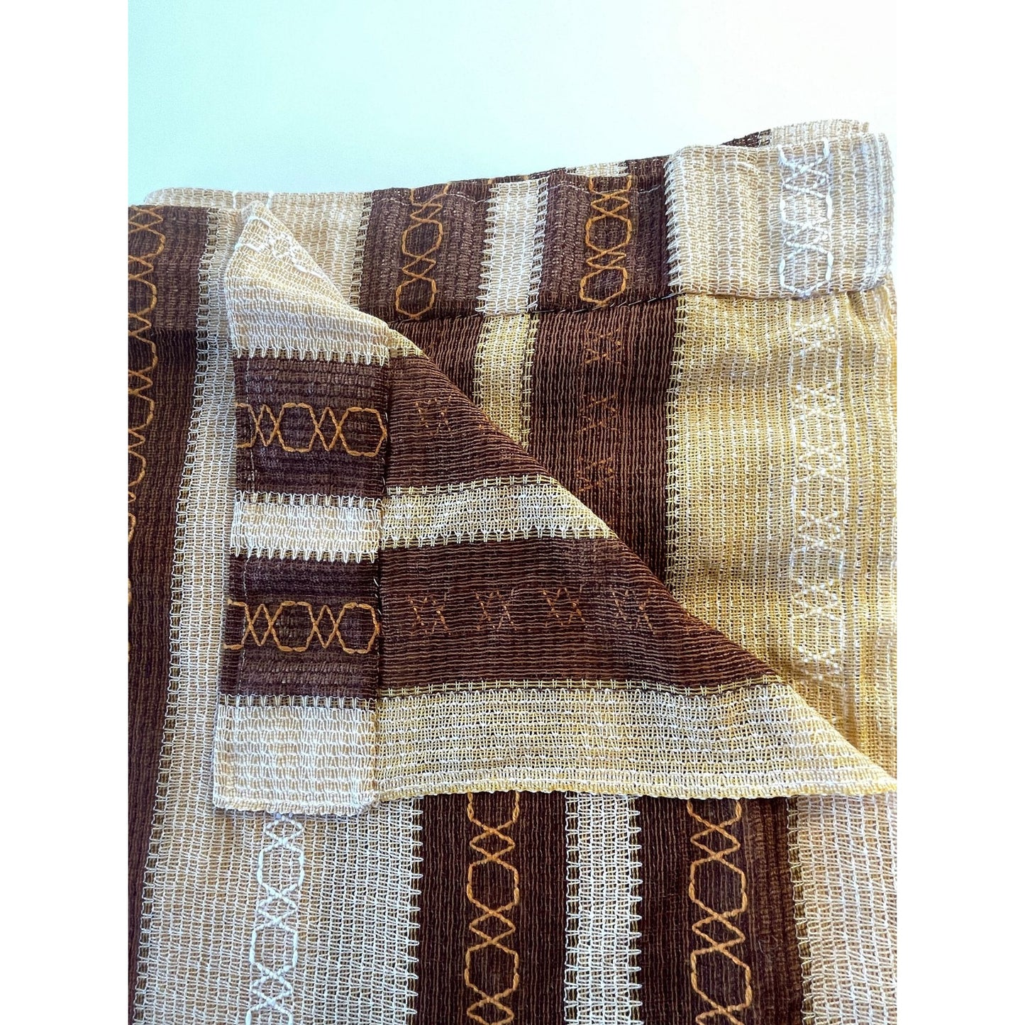 Vintage 70s curtain, tan, brown and orange panel