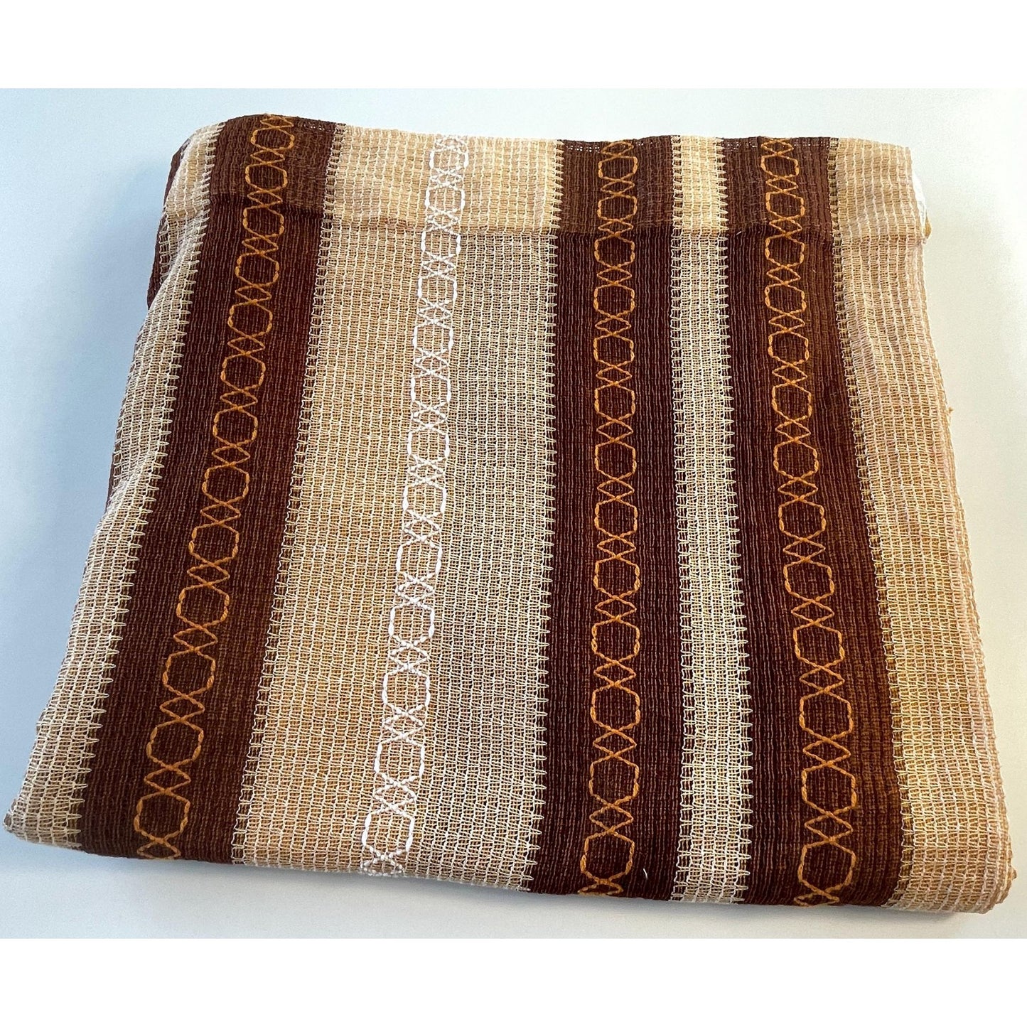 Vintage 70s curtain, tan, brown and orange panel