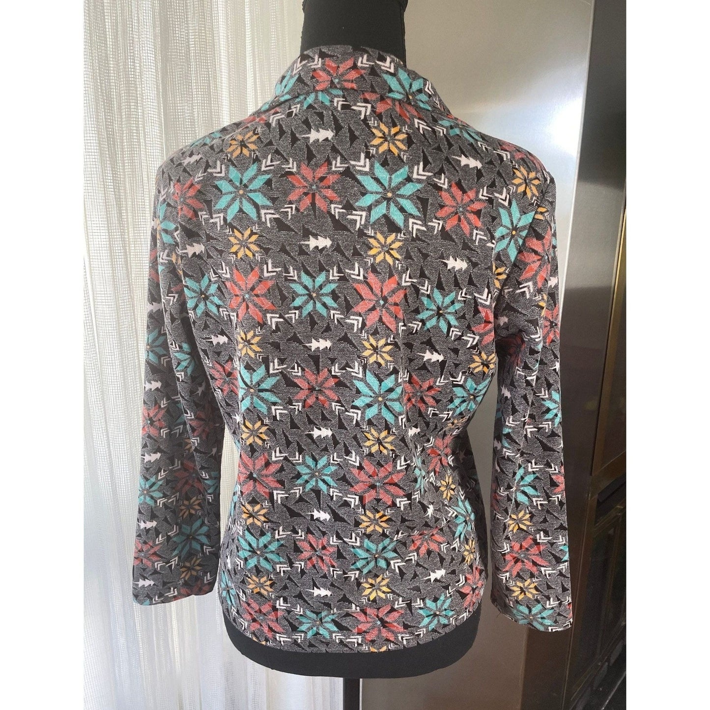 Vintage 70s top, taupe brown, glitter studded top, long sleeves