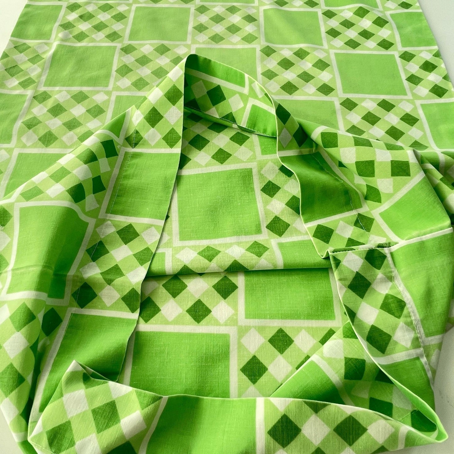 Vintage 70s green pillowcase,  TruPrest