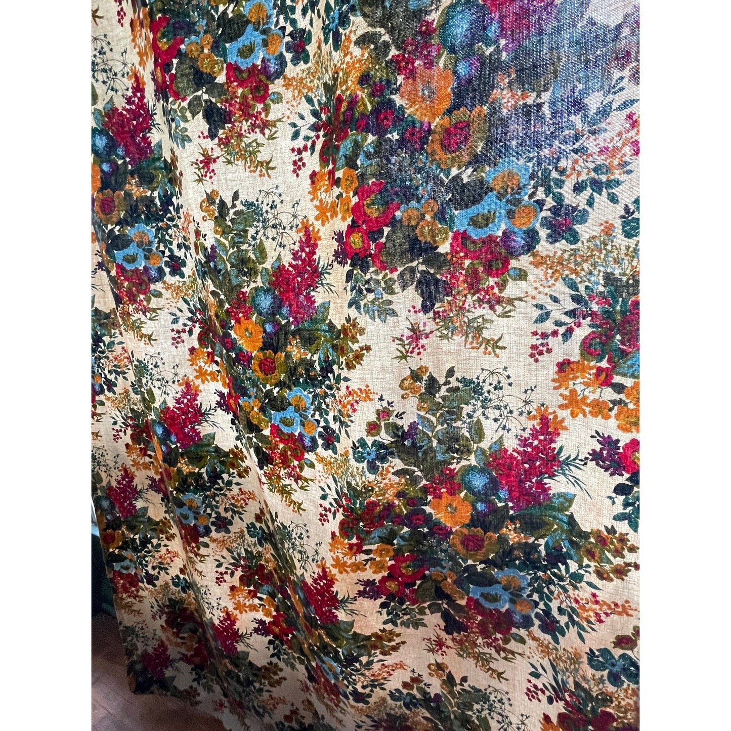 Vintage 60s floral curtain, single panel