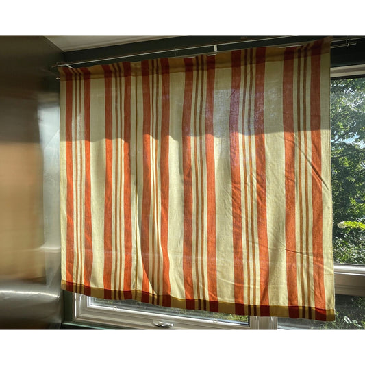 Vintage 70s thick woven curtain, orange stripes