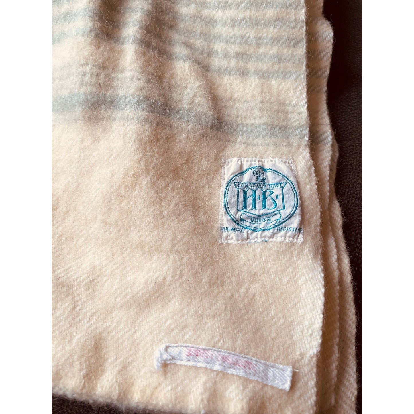 Vintage Mid Century 100% wool blanket, Horn Brothers
