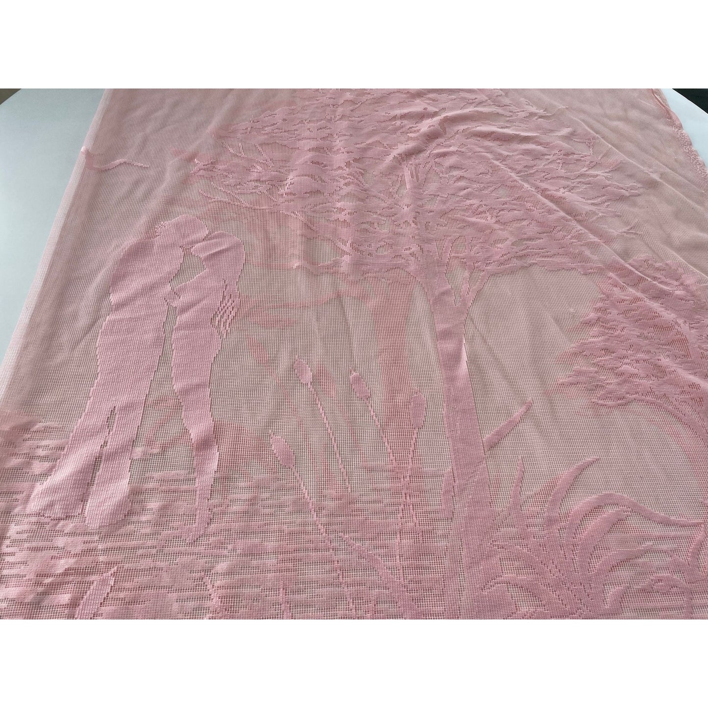 Vintage 80s shower curtain, pink lover silhouette