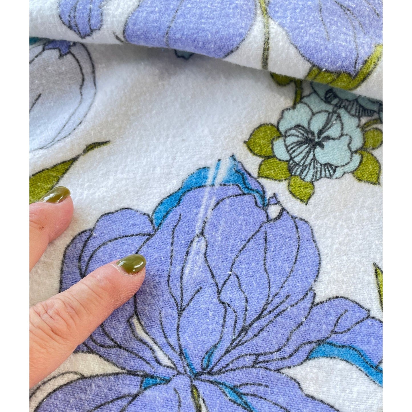 Vintage 70s flannel flat sheet, full / double size bed, Dominion Textile