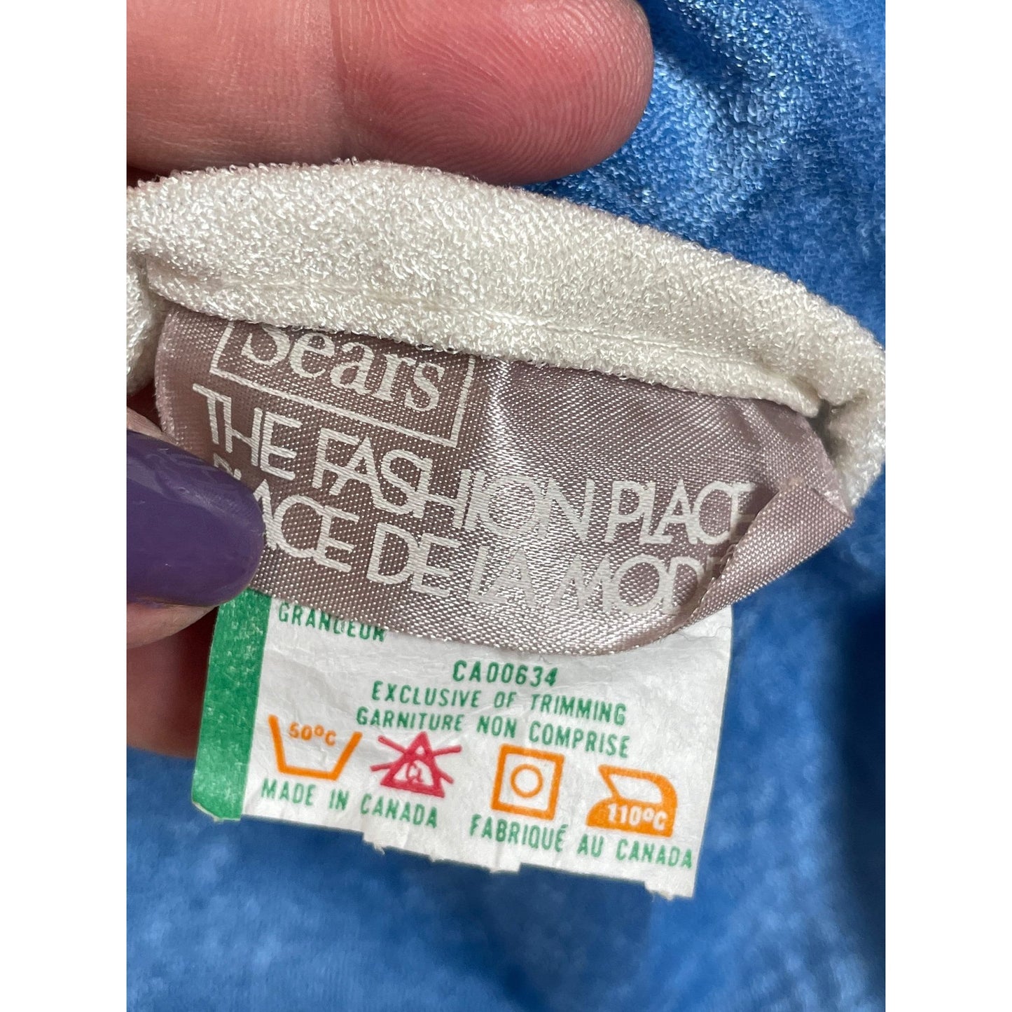 Vintage 80s robe, blue terrycloth, Sears