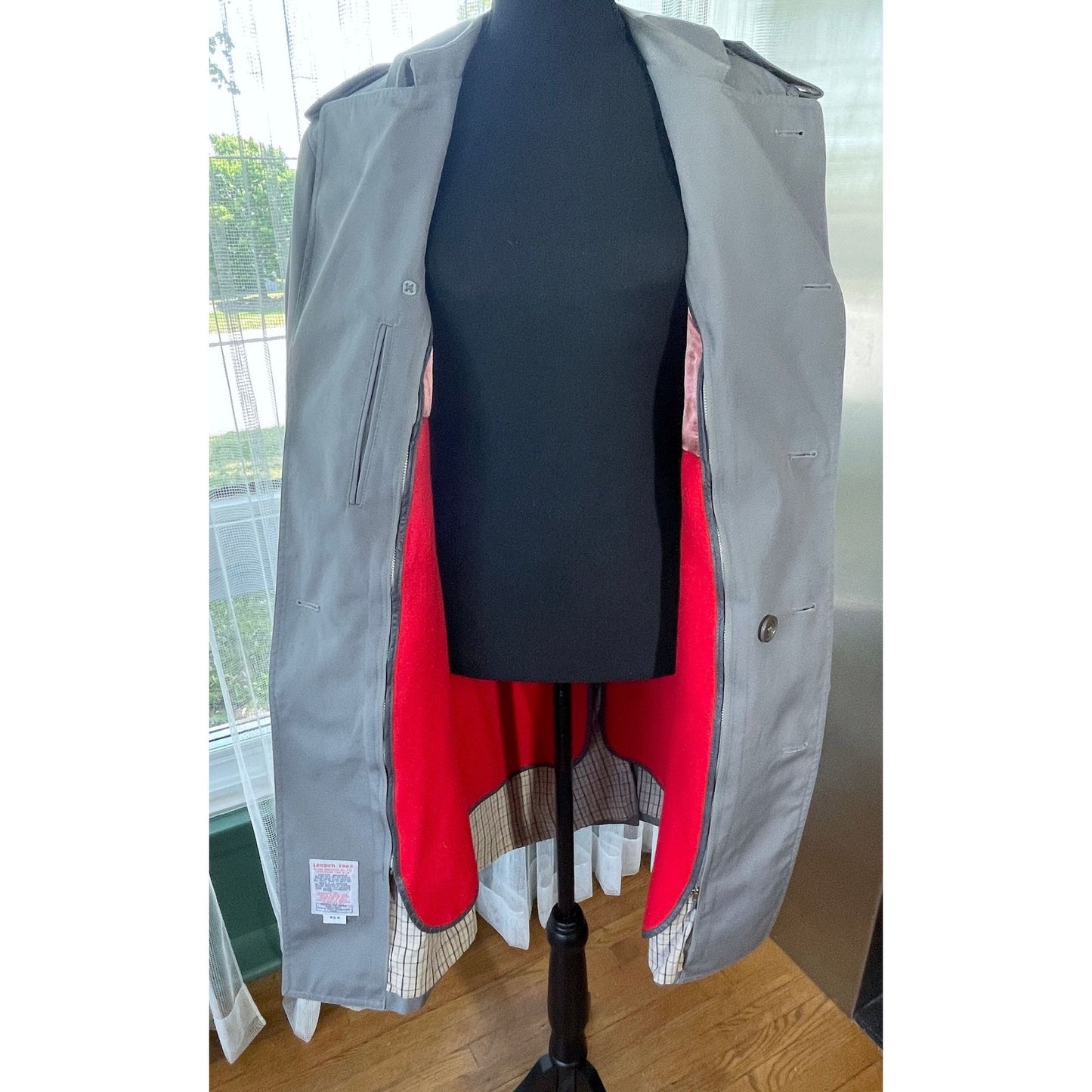 Vintage 90s wool lined trench coat, grey, London Fog