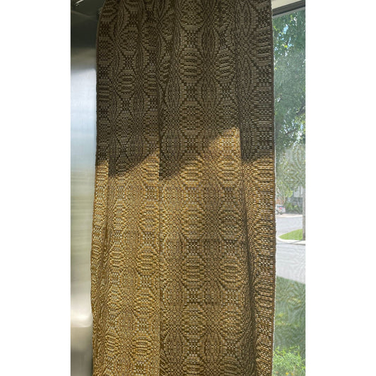 Vintage 60s single curtain, green abstract pattern, single panel
