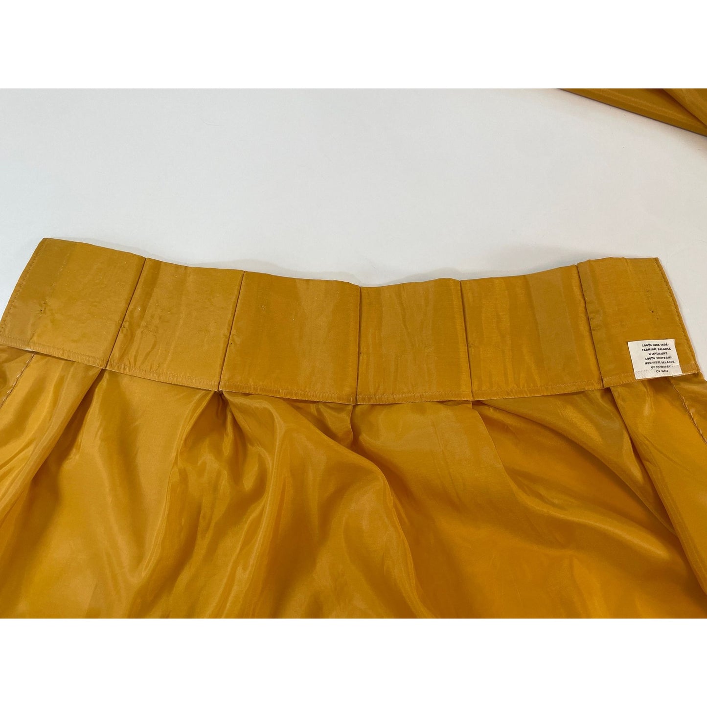 Vintage 60s pleated curtain, golden yellow, sheer