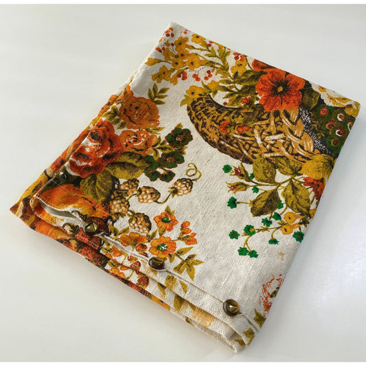 Vintage 70s throw pillow sham, orange flowers