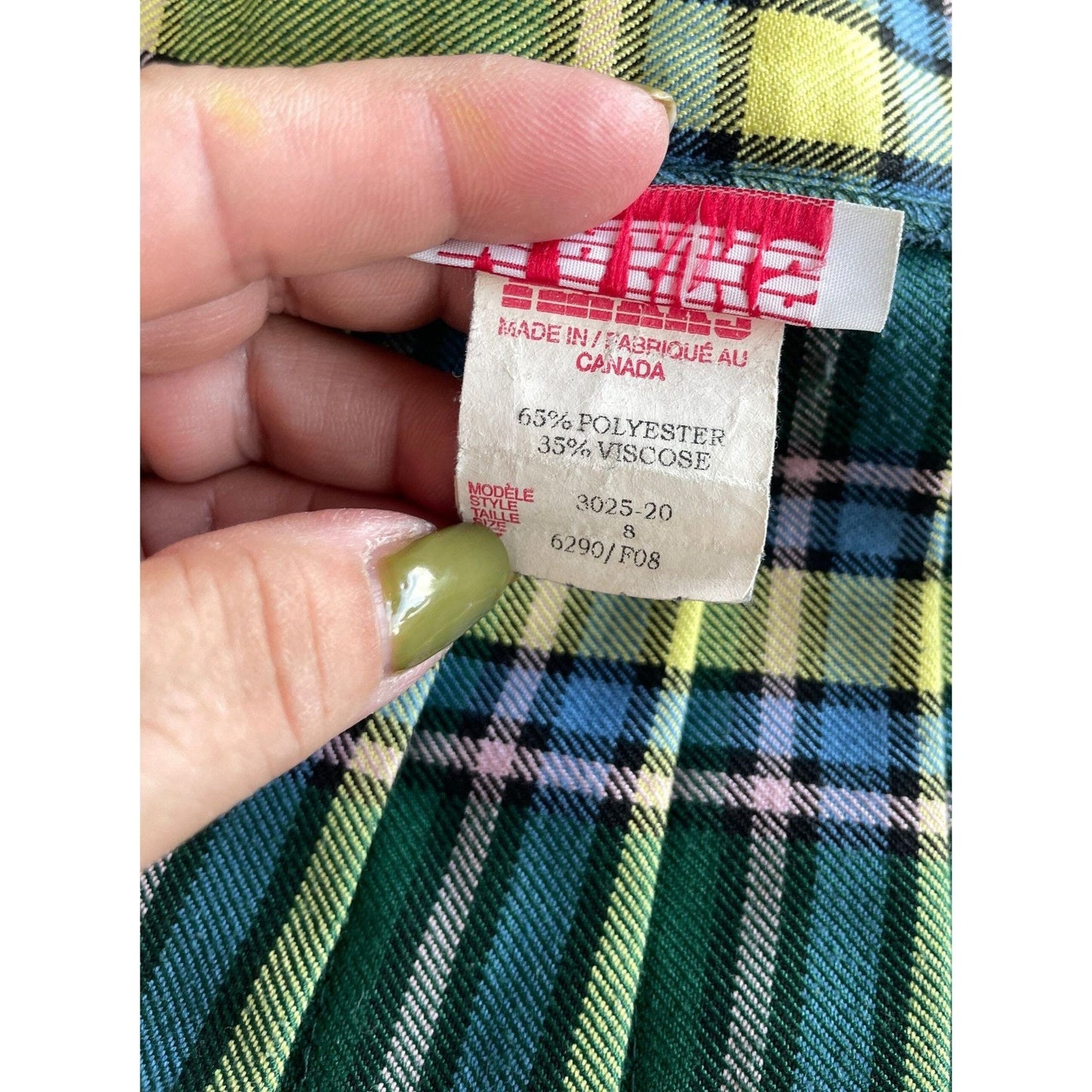 Vintage 80s mini skirt, student pleated plaid skirt