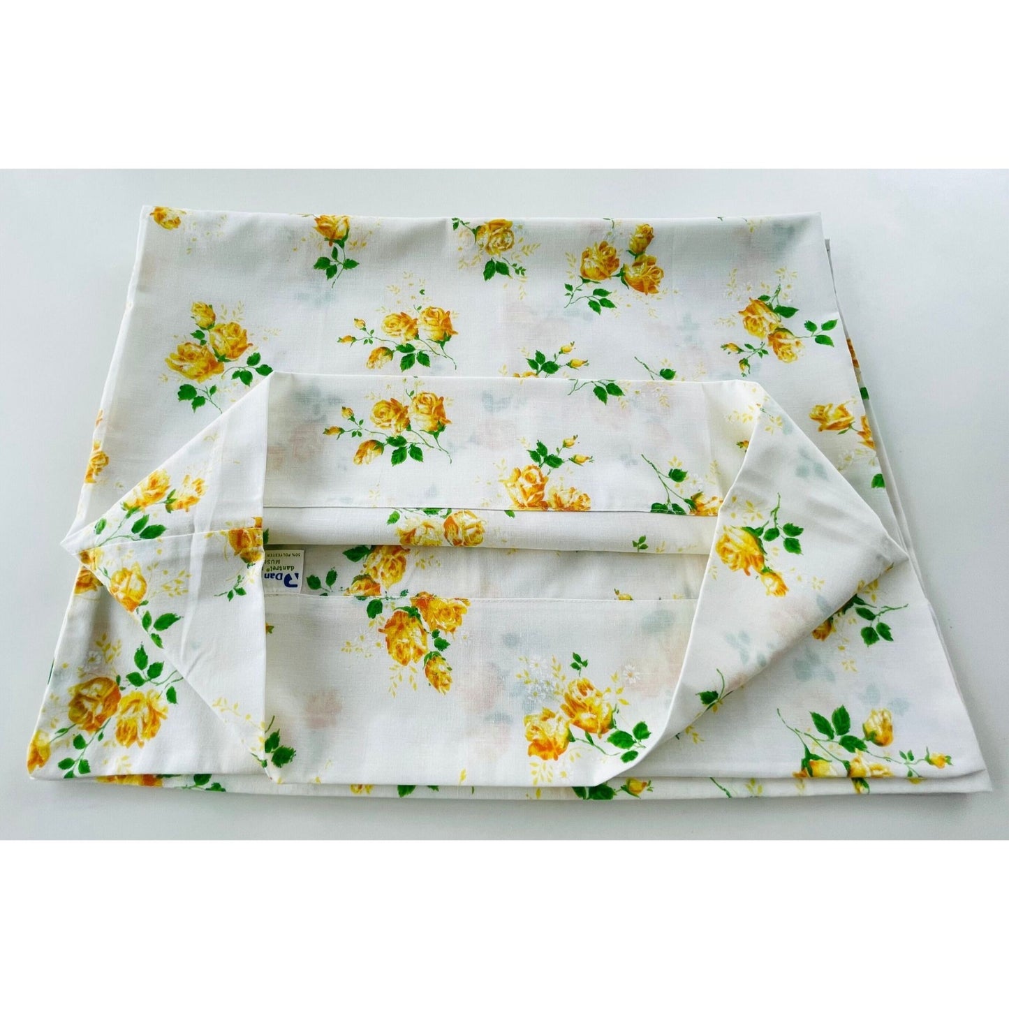 Vintage 70s pillowcases set,  yellow and orange flowers, Dan River