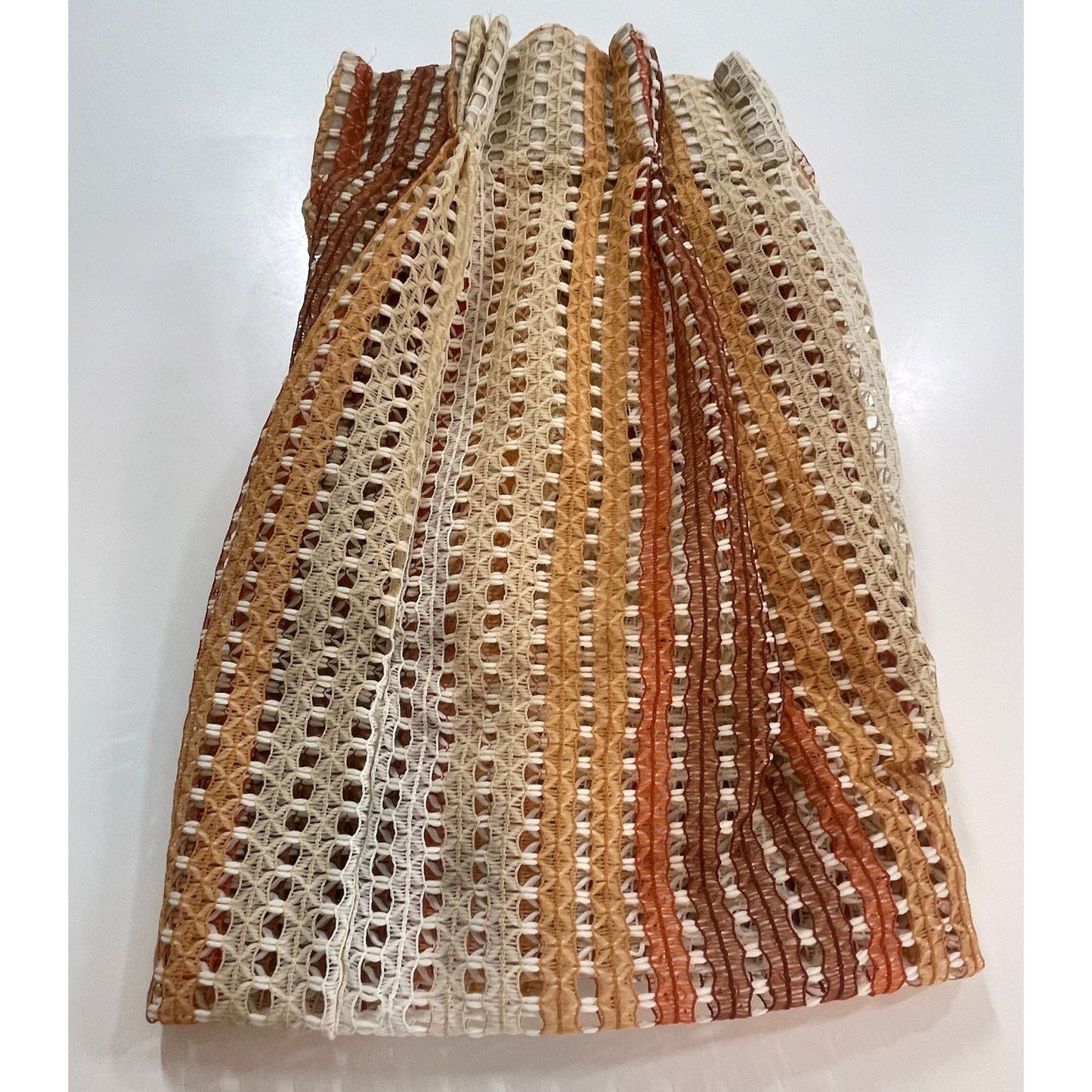 Vintage 70s pleated curtain, honeycomb weave, brown ombre