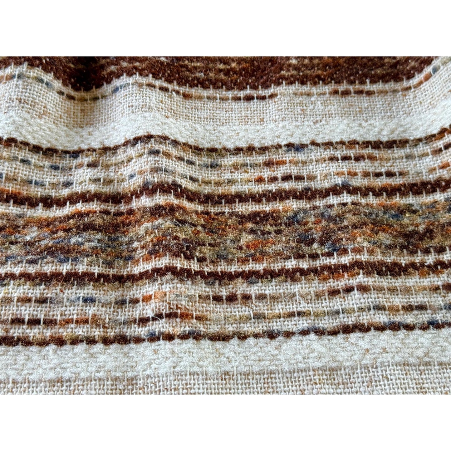 Vintage 70s pleated curtain, brown, beige stripes