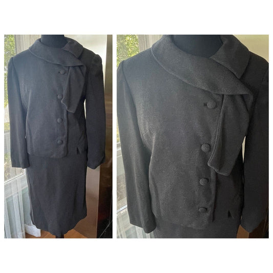 Vintage 1950s two pieces suit, 100% wool, jacket and straight skirt, AlJean