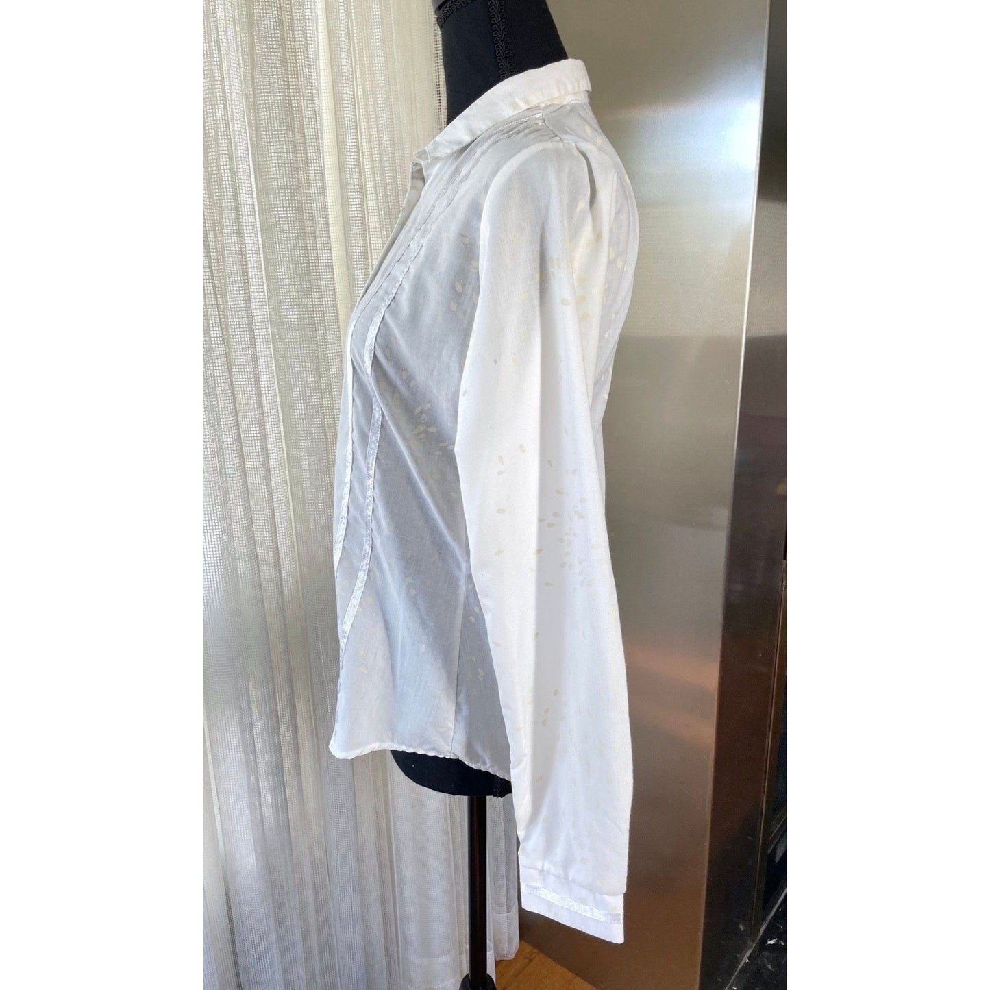 Vintage 1960s semi sheer blouse, white tone on tone