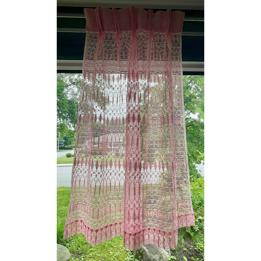 Vintage 60s pleated curtain, pink mesh