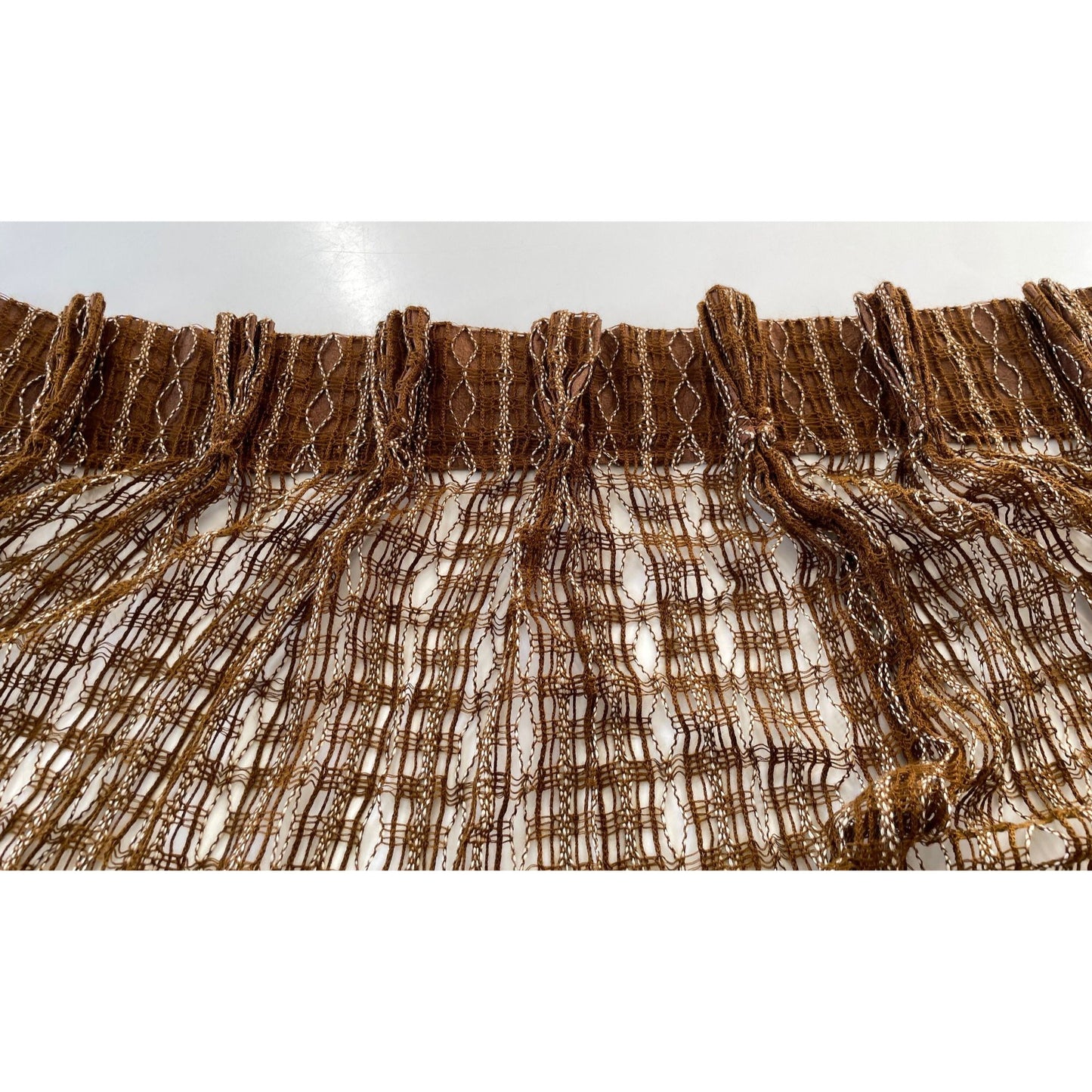 Vintage 70s net woven curtains, with tiebacks