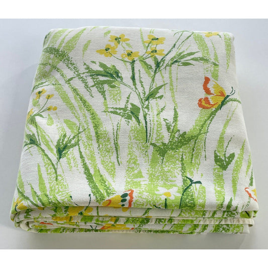 Vintage 70s flannel flat sheet, Sears, twin size