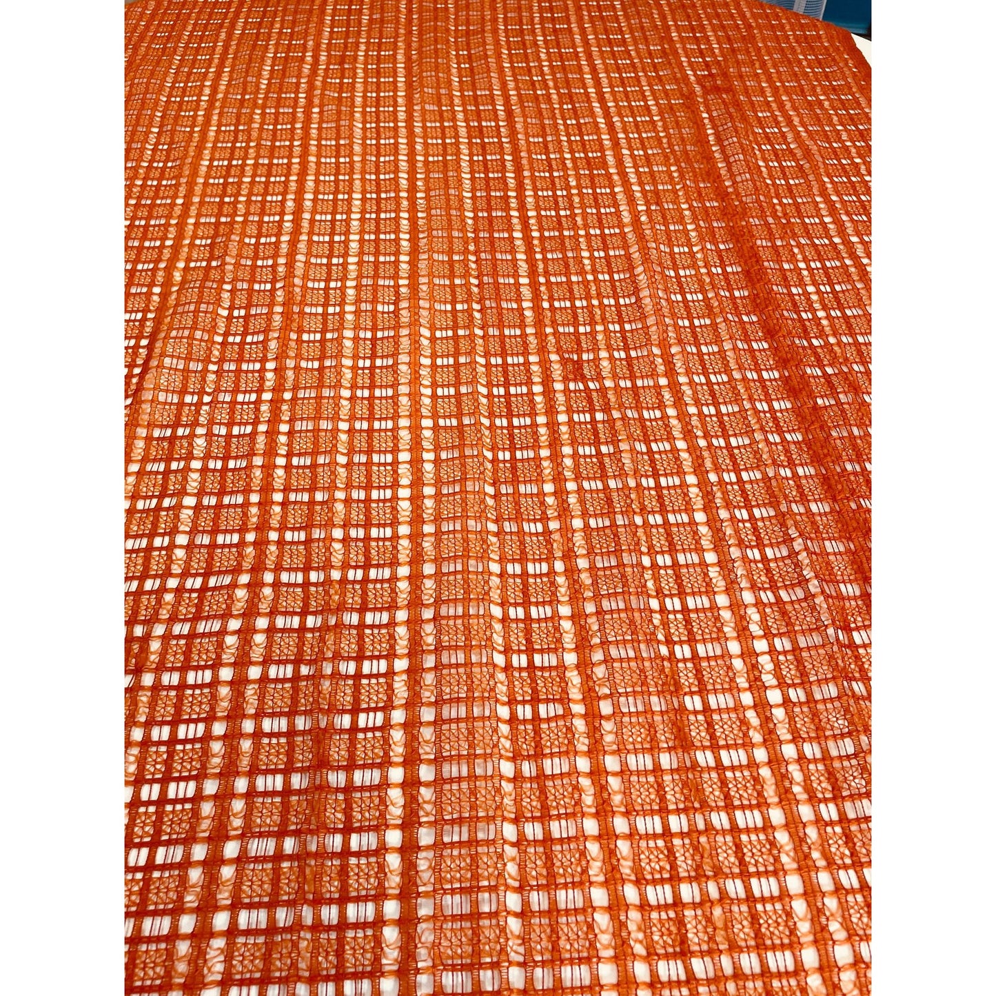 Vintage 70s orange woven curtain panel