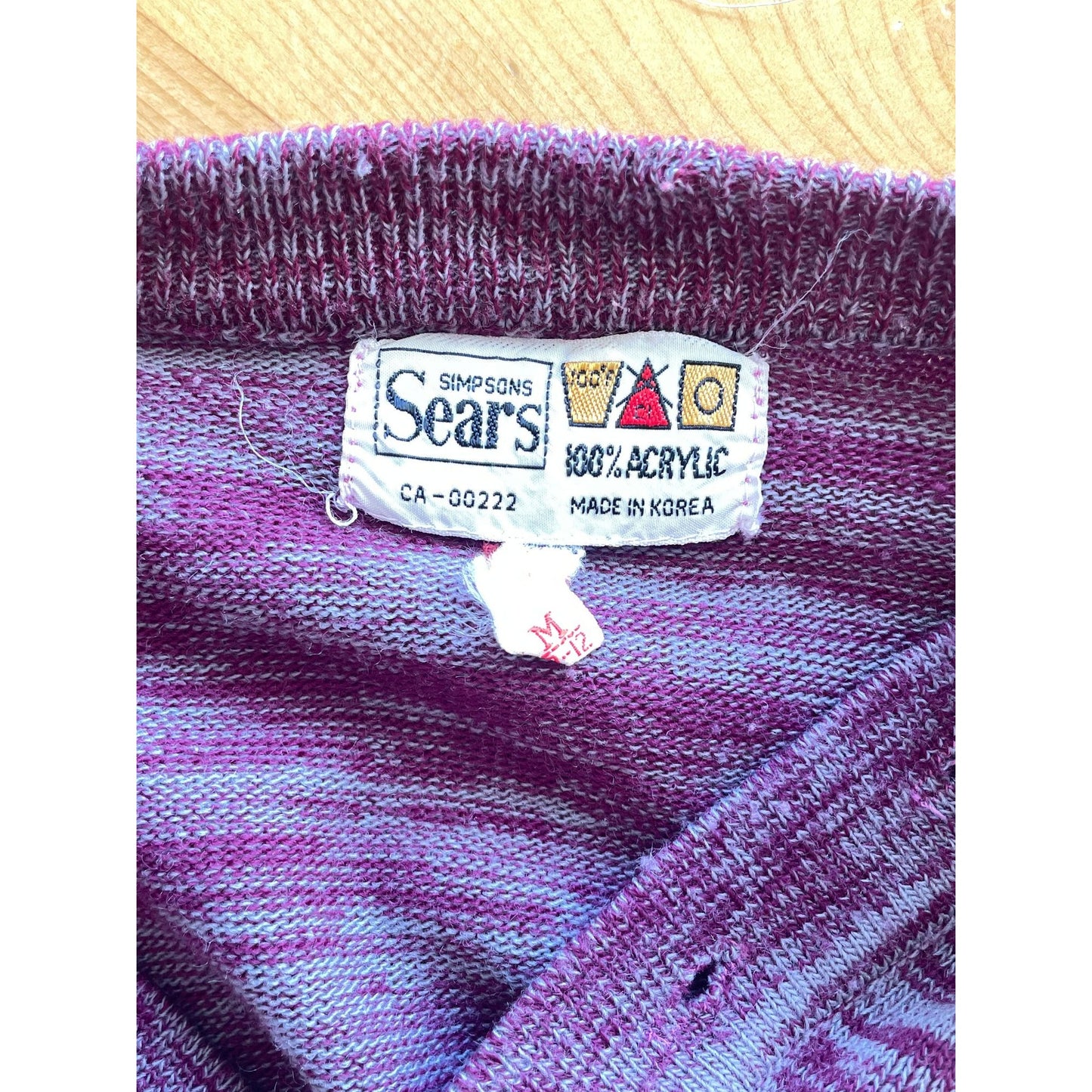 Vintage 1970s burgundy grey knitted top, Sears